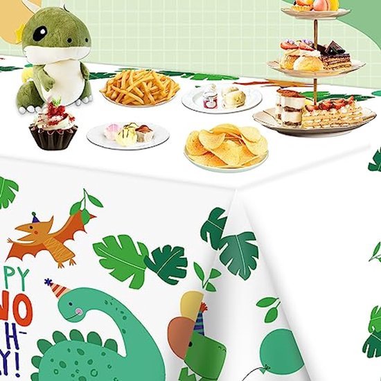Tafelkleed Happy Birthday Dino - Wegwerp tafellaken - 130 x 220 cm