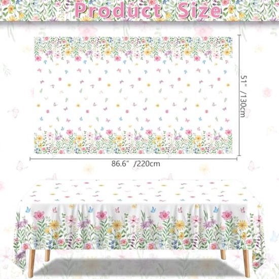 Tafelkleed bloemen - Wegwerp tafellaken - 130 x 220 cm
