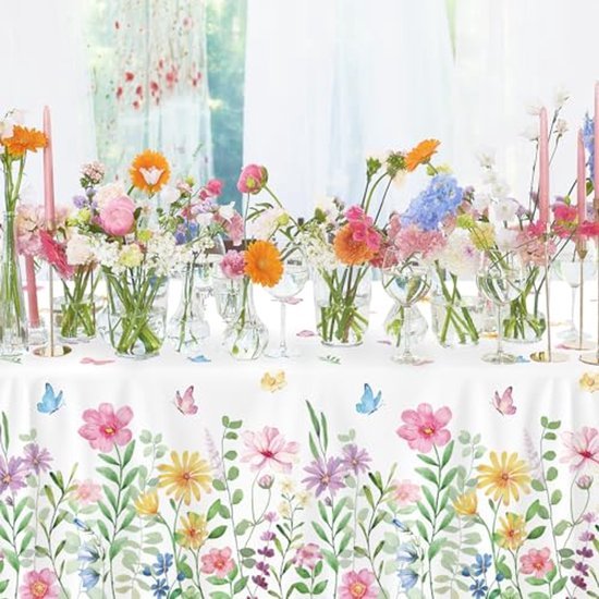 Tafelkleed bloemen - Wegwerp tafellaken - 130 x 220 cm