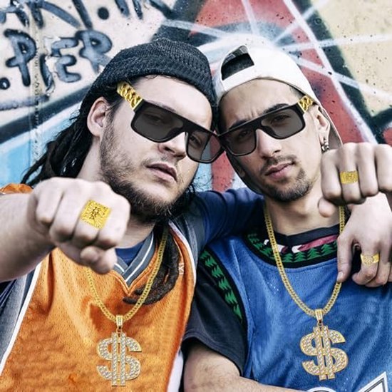 Rapper accessoireset heren - Gangster verkleedset - Goud - 8-delig