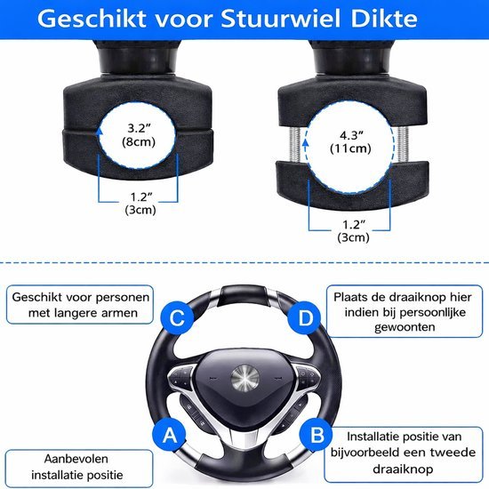 Stuurknop - Draaiknop voor stuur - Stuurwiel hulp - Antislip