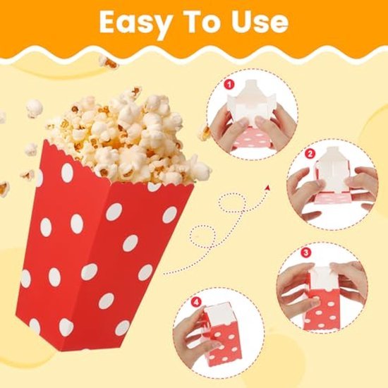 Popcorn Bakjes - Voor verjaardagen, feestjes, uitdelen - 15 stuks - Rood