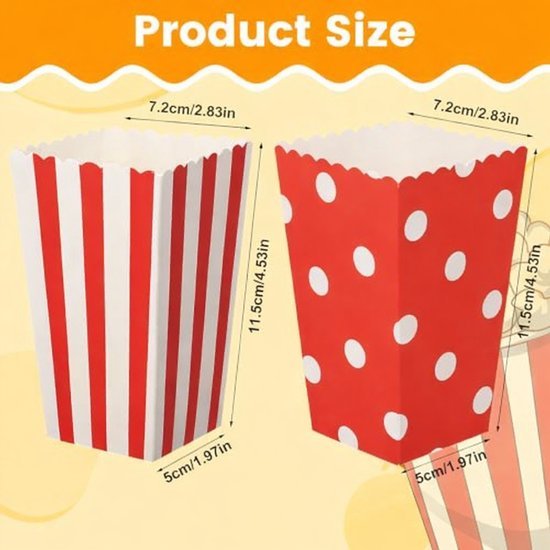 Popcorn Bakjes - Voor verjaardagen, feestjes, uitdelen - 15 stuks - Rood