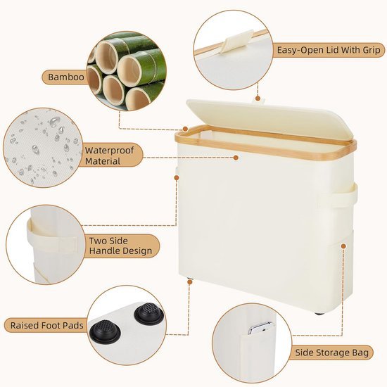 Toiletrolhouder - Staand opbergmand - Toiletpapier standaard - Creme