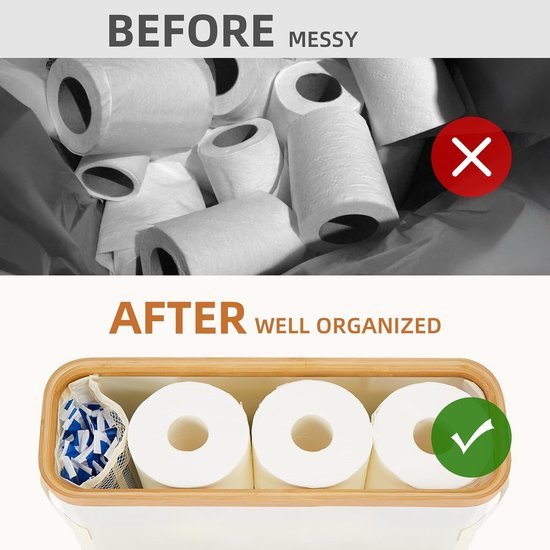 Toiletrolhouder - Staand opbergmand - Toiletpapier standaard - Creme