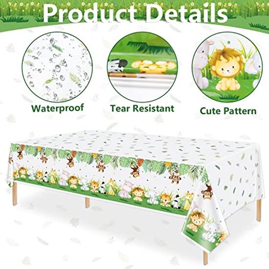Tafelkleed Dierentuin - Wegwerp tafellaken - 130 x 220 cm