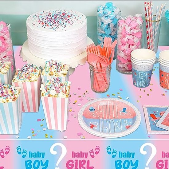 Tafelkleed Boy or Girl - Gender reveal - Wegwerp tafellaken - 130 x 220 cm