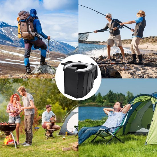 Opvouwbaar campingtoilet - Mobiel toilet - Zwart