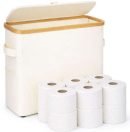 Toiletrolhouder - Staand opbergmand - Toiletpapier standaard - Creme