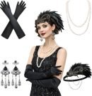 Charleston verkleedset dames - Jaren 20 - Gatsby accessoire set - 6-delig