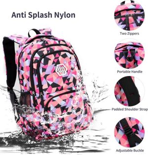 Rugzak met lunchtas en etui - Roze/beige - Schooltassen set