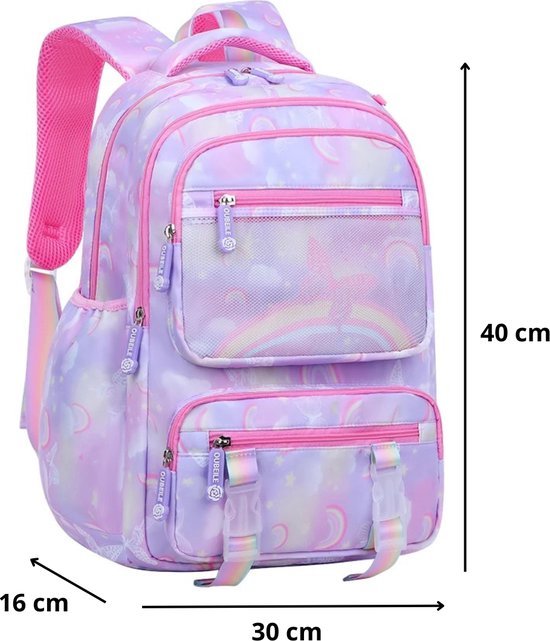 Schooltas met lunchtas - Rugzak set voor kinderen - Paars/roze