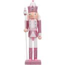 Grote notenkraker met glitters - Houten Kerst soldaat - Roze