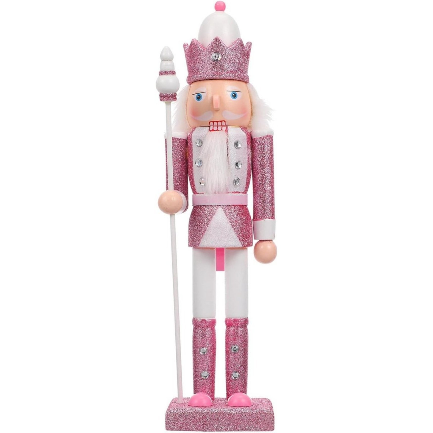 Grote notenkraker met glitters - Houten Kerst soldaat - Roze 1 Grote notenkraker met glitters - Houten Kerst soldaat - Roze