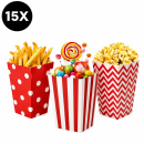 Popcorn Bakjes - Voor verjaardagen, feestjes, uitdelen - 15 stuks - Rood