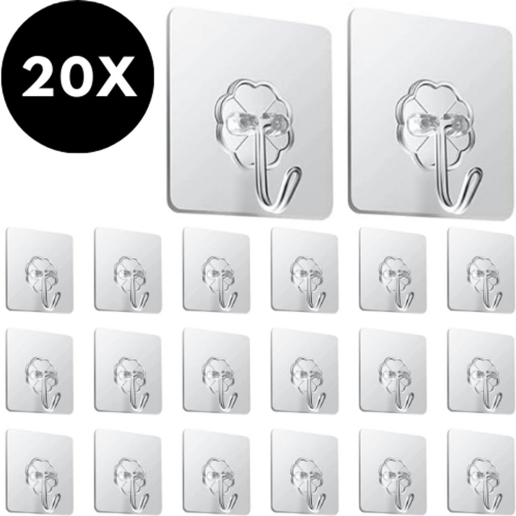 Zelfklevende haken - Adhesive wandhaken - 20 stuks 1 Zelfklevende haken - Adhesive wandhaken - 20 stuks