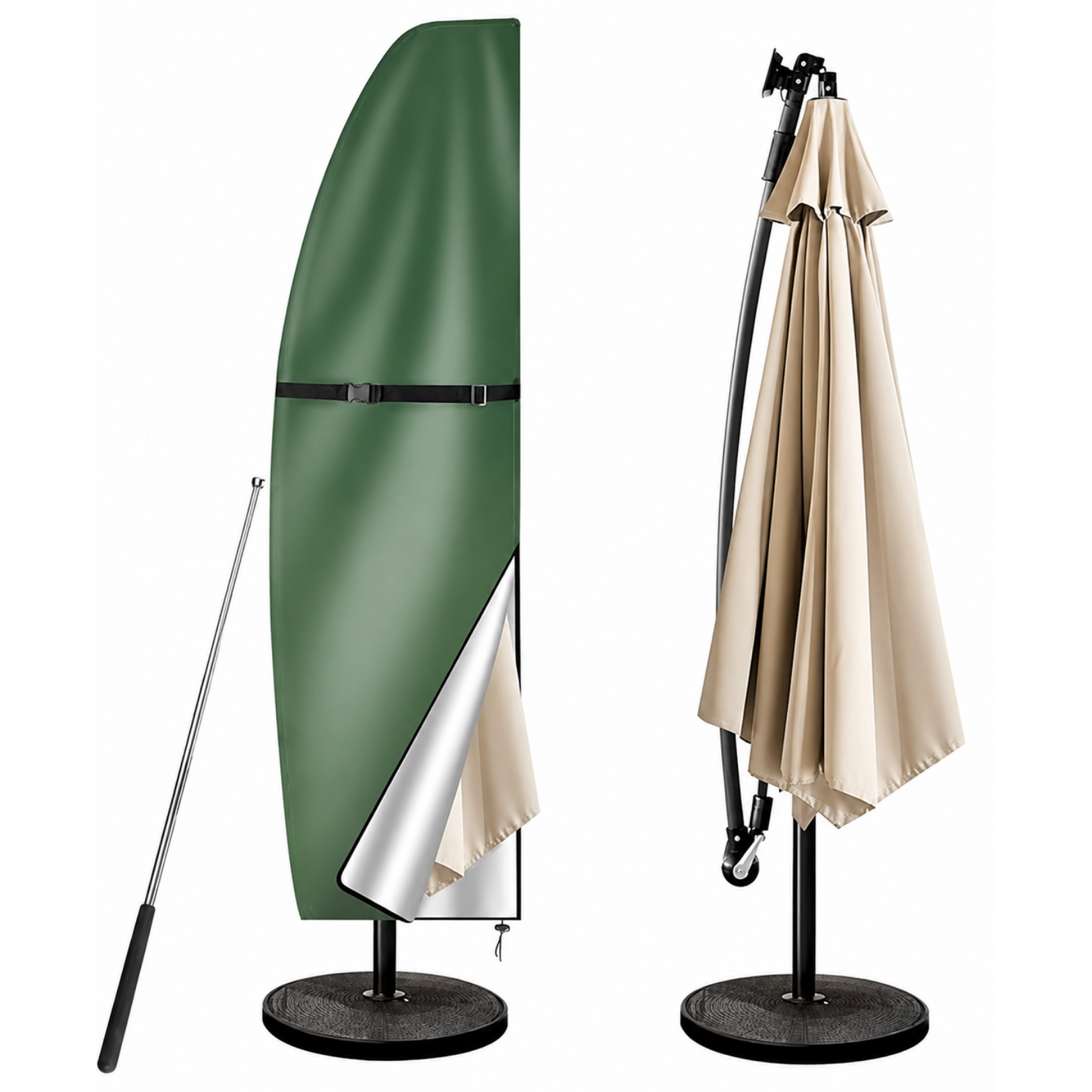 Parasolhoes voor parasol - Groen - Beschermhoes tuinparasol - Waterdicht 1 Parasolhoes voor parasol - Groen - Beschermhoes tuinparasol - Waterdicht